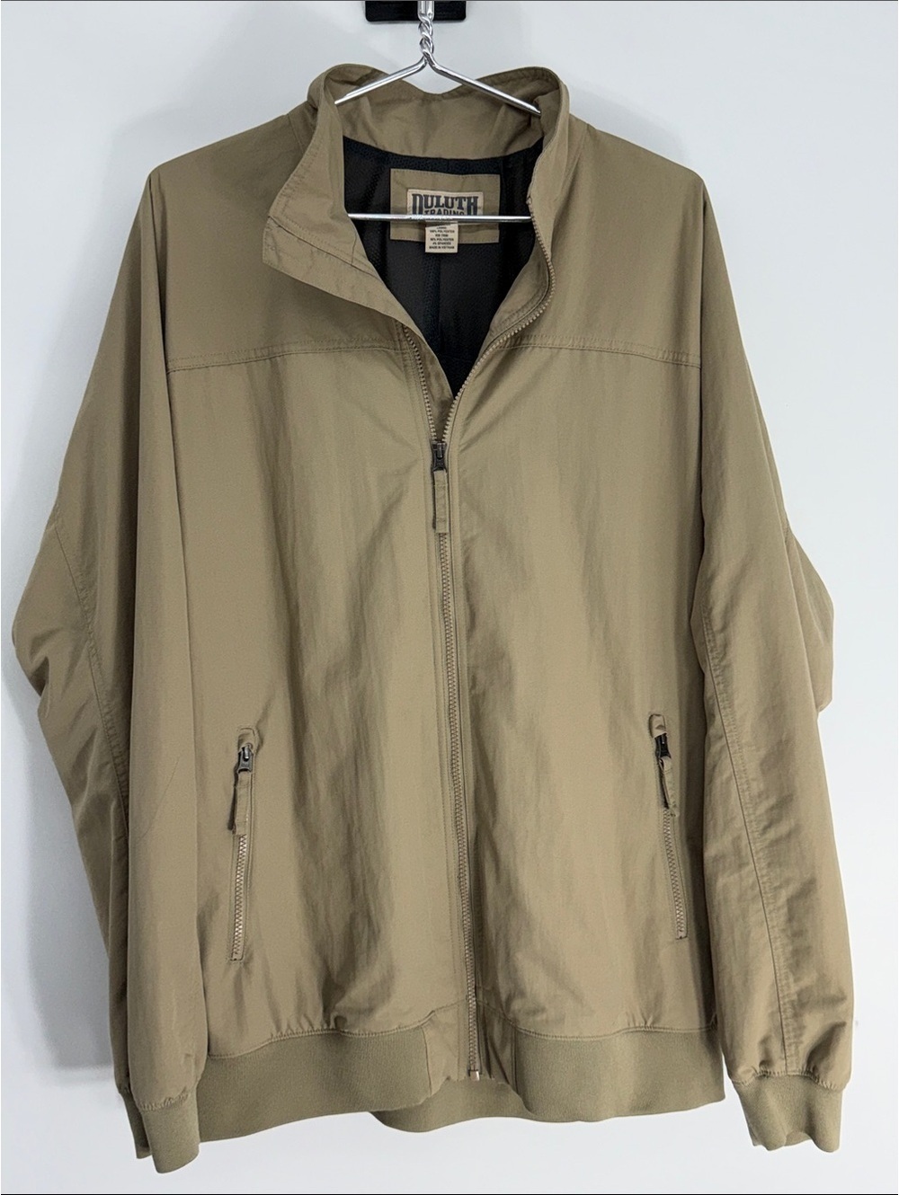 Duluth Trading Co. Men's Lightweight Nylon Jacket, Large Tall, Beige